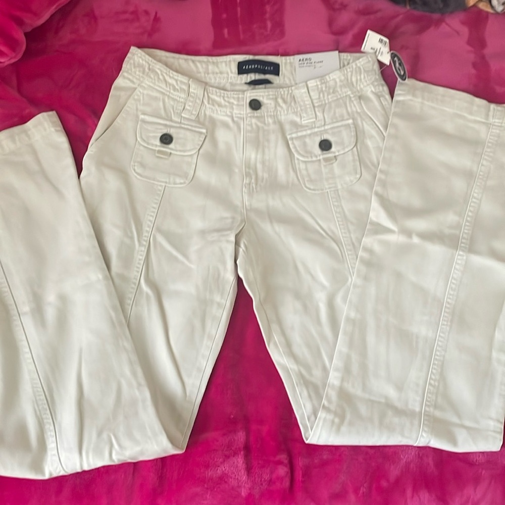 White low rise flared jeans